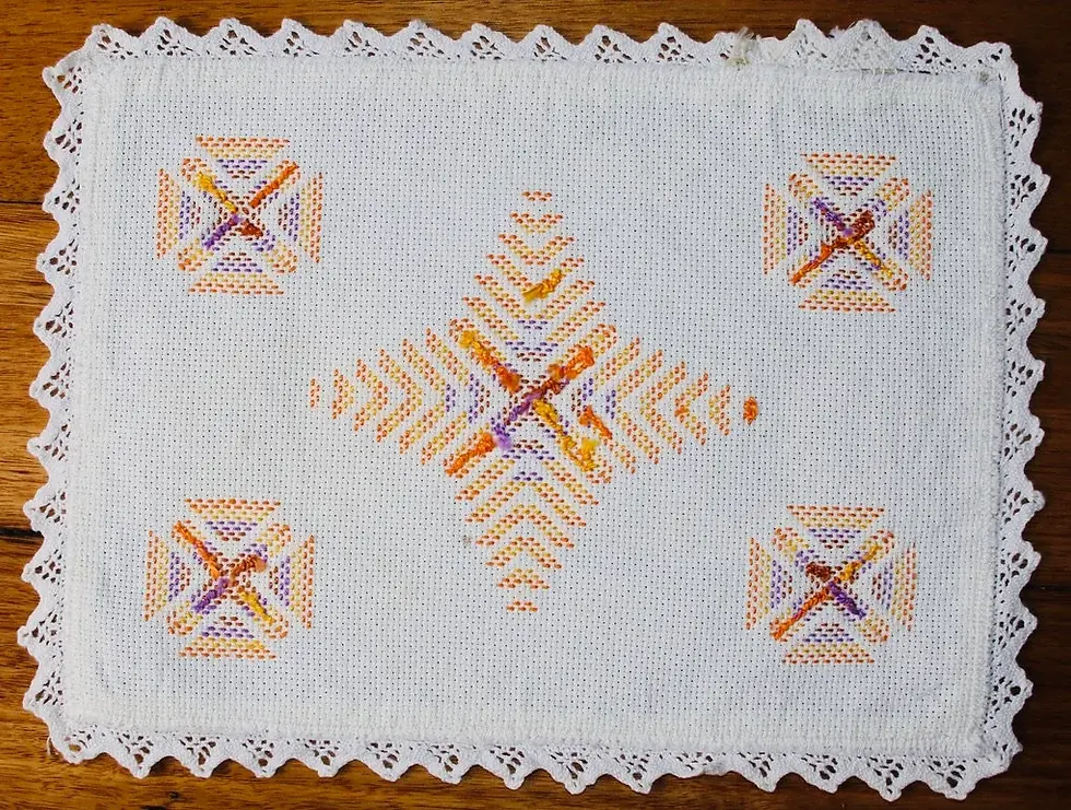 Thumbnail: Preloved Geometric Tablemat, Geometric Centrepiece