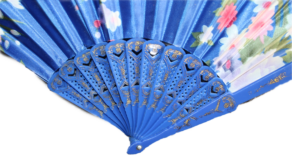 Thumbnail: Preloved Vintage Plastic frame and cloth fan., Peacock Hand Fan