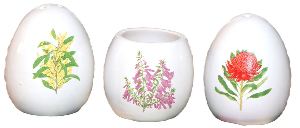 Thumbnail: Preloved Vintage Ceramic Cruet Set in Caddy, Salt, Pepper & Mustard Set in Caddy
