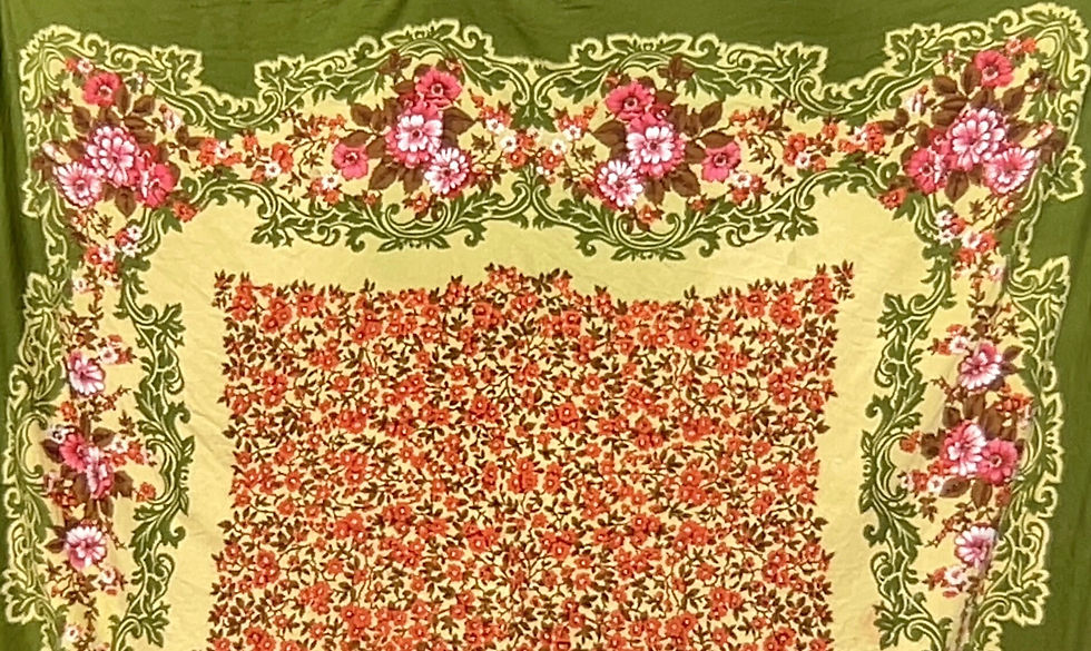 Preloved Printed Tablecloth, Floral Tablecloth, Flower Tablecloth