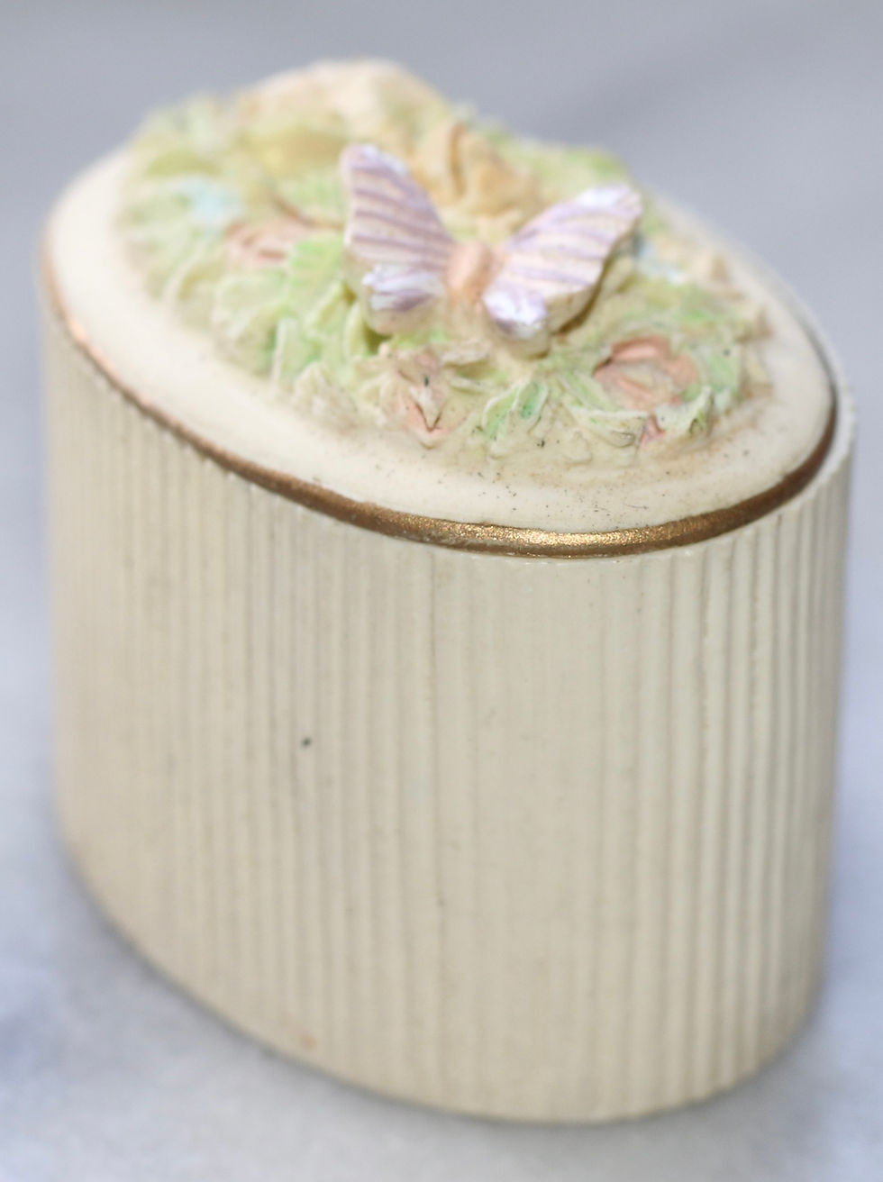 Thumbnail: Preloved Vintage Small Trinket Box, Floral Brooch