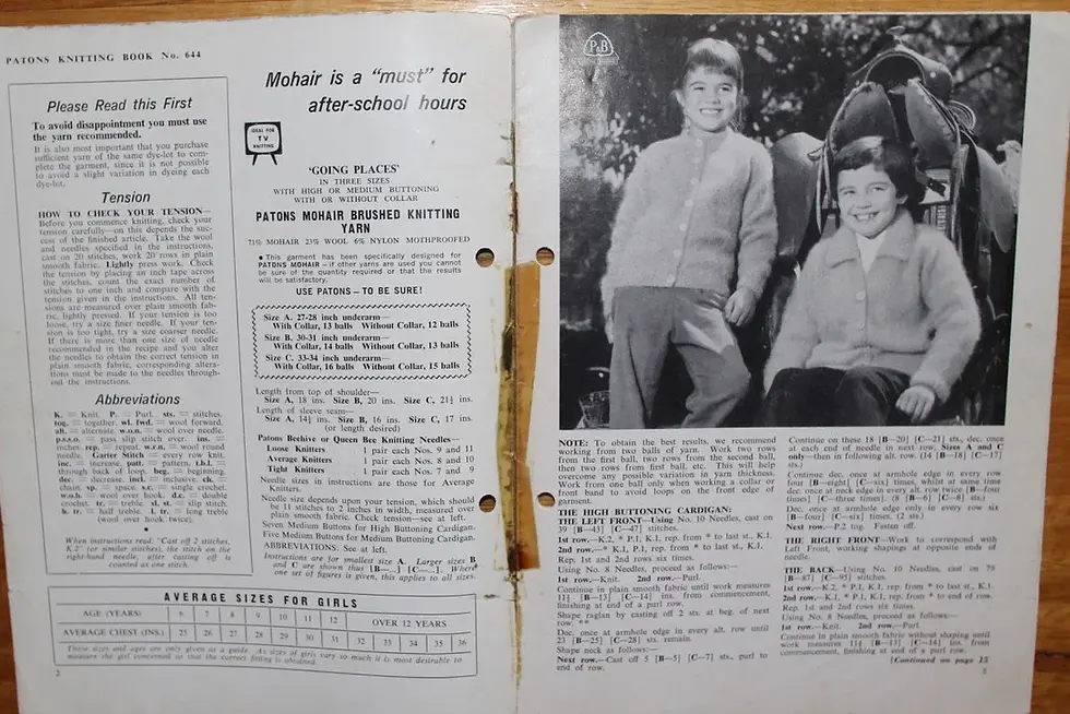 Μικρογραφία: Vintage Patons Knitting Book No.644 , Girls' Wear 6 to 16 years , OOP patterns