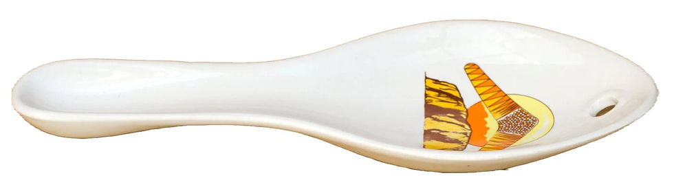 Miniature : Preloved Uluru or Ayers Rock and Boomerang Ceramic Spoon Rest
