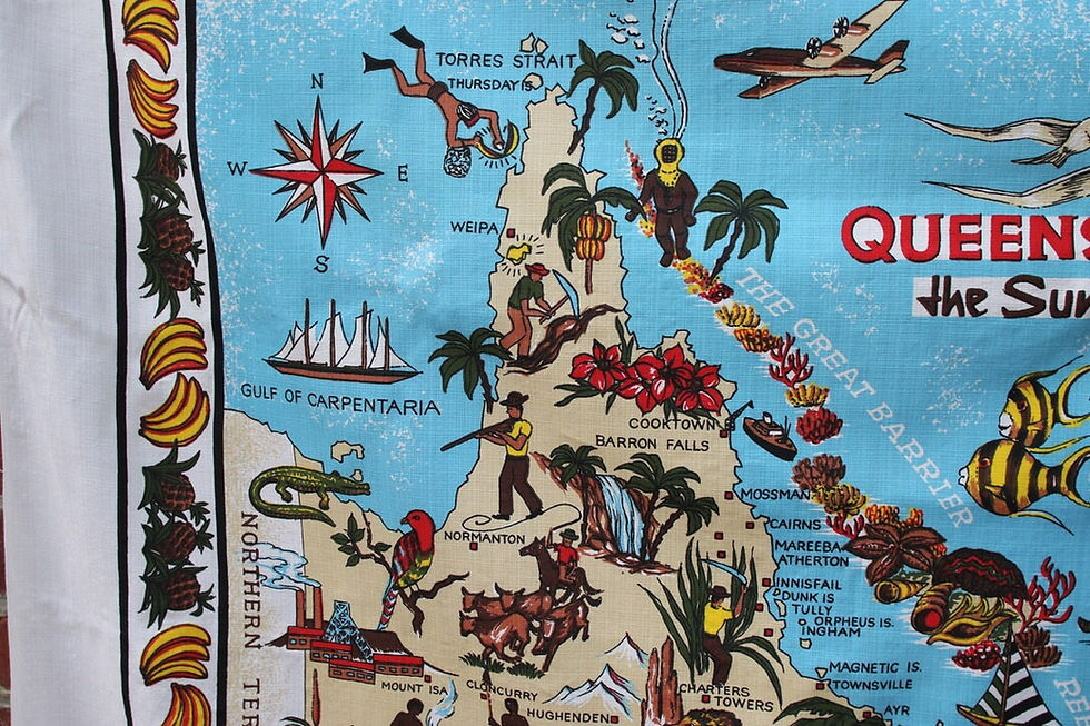 Miniatura: Preloved Queensland souvenir tablecloth, Souvenir Table Covering