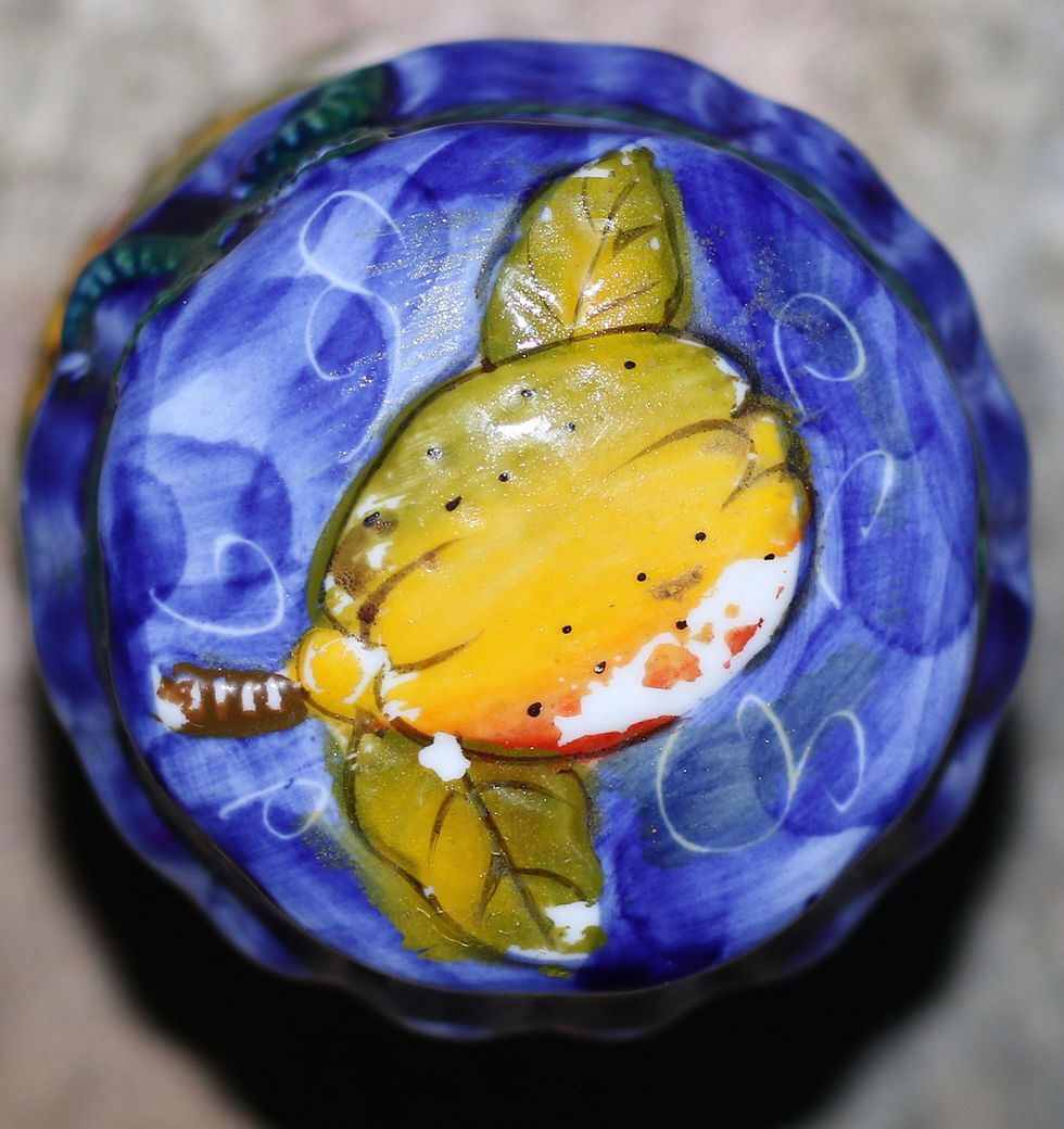Miniatura: Preloved Vintage Ceramic Kitchen Container, Fruit-Pattern Container