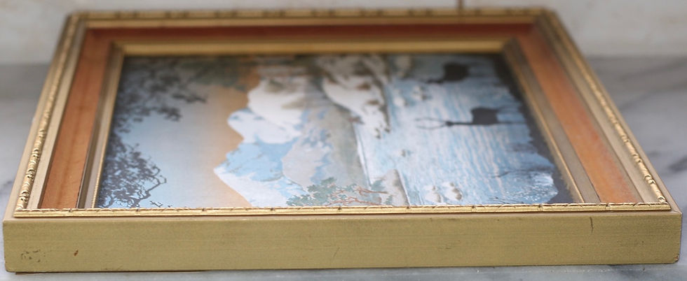 Miniatura: Preloved Vintage Dufex Foil-Style Art - Deer Winter Landscape