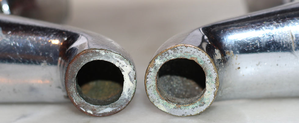 Miniatura: Preloved Vintage pair of metal water taps with spouts, Irwell Tapware