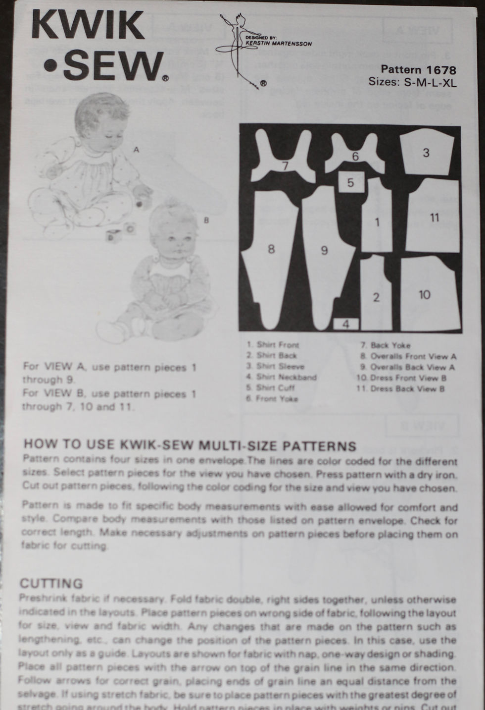 Miniatura: Preloved Kwik Sew by Kerstin Martensson 1678 Baby shirt, overalls and dress