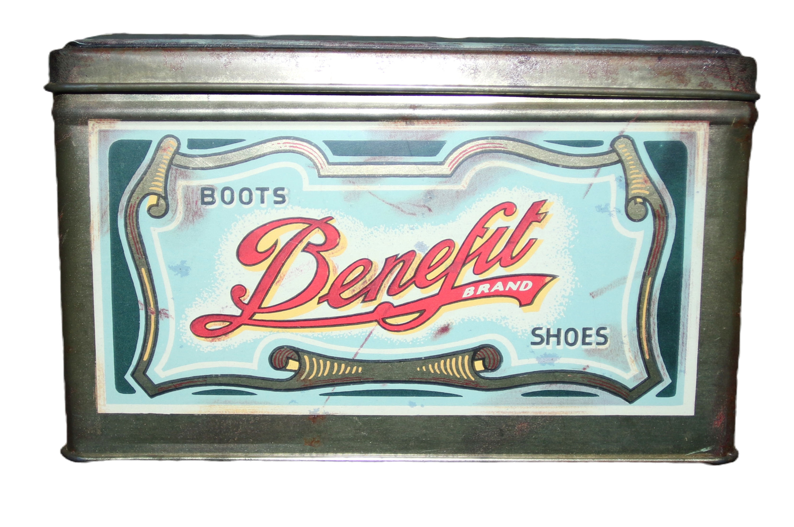 Preloved Public Benefit Boot Company Tin, Vintage Tin