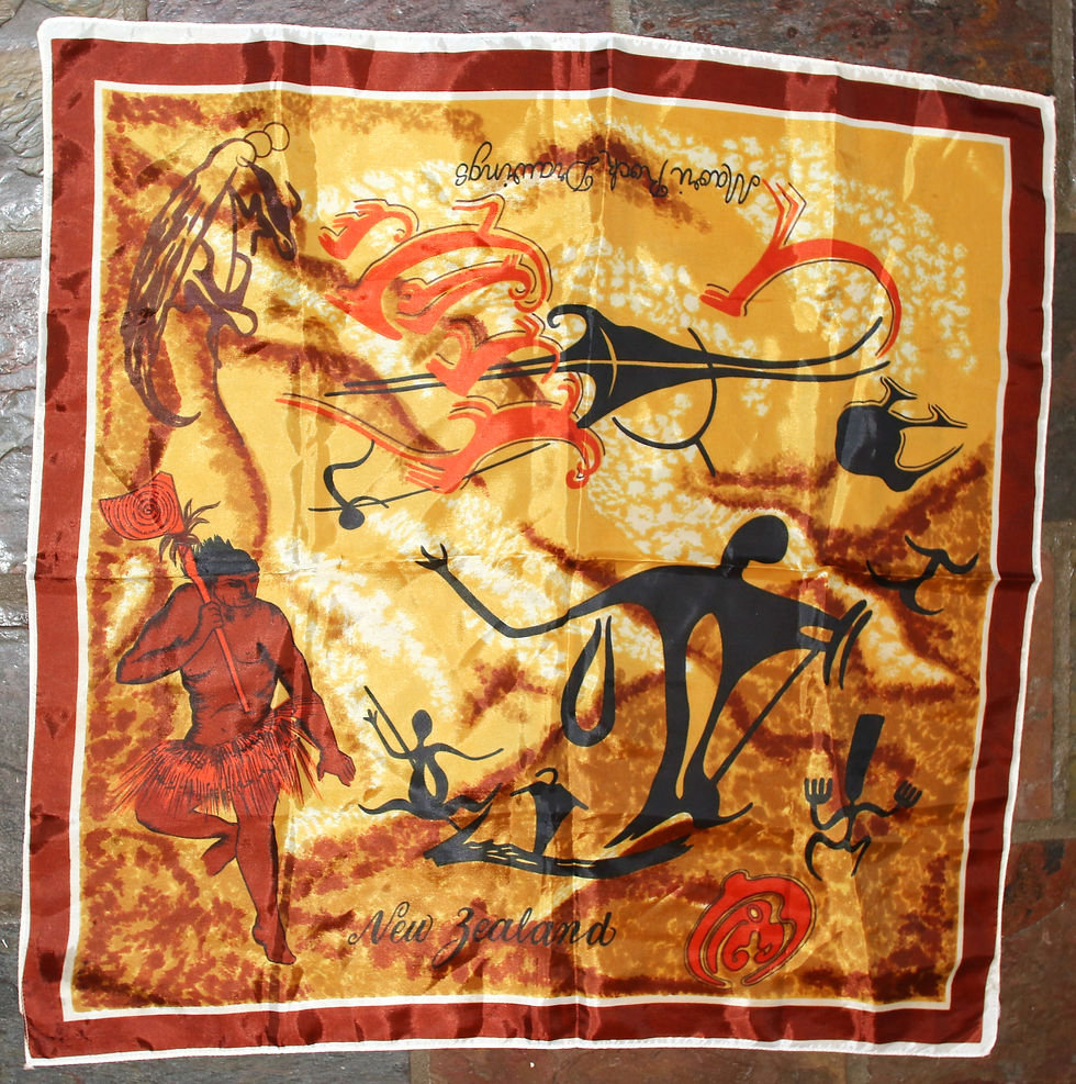 Miniatura: Preloved New Zealand Maori Rock Paintings Souvenir Scarf