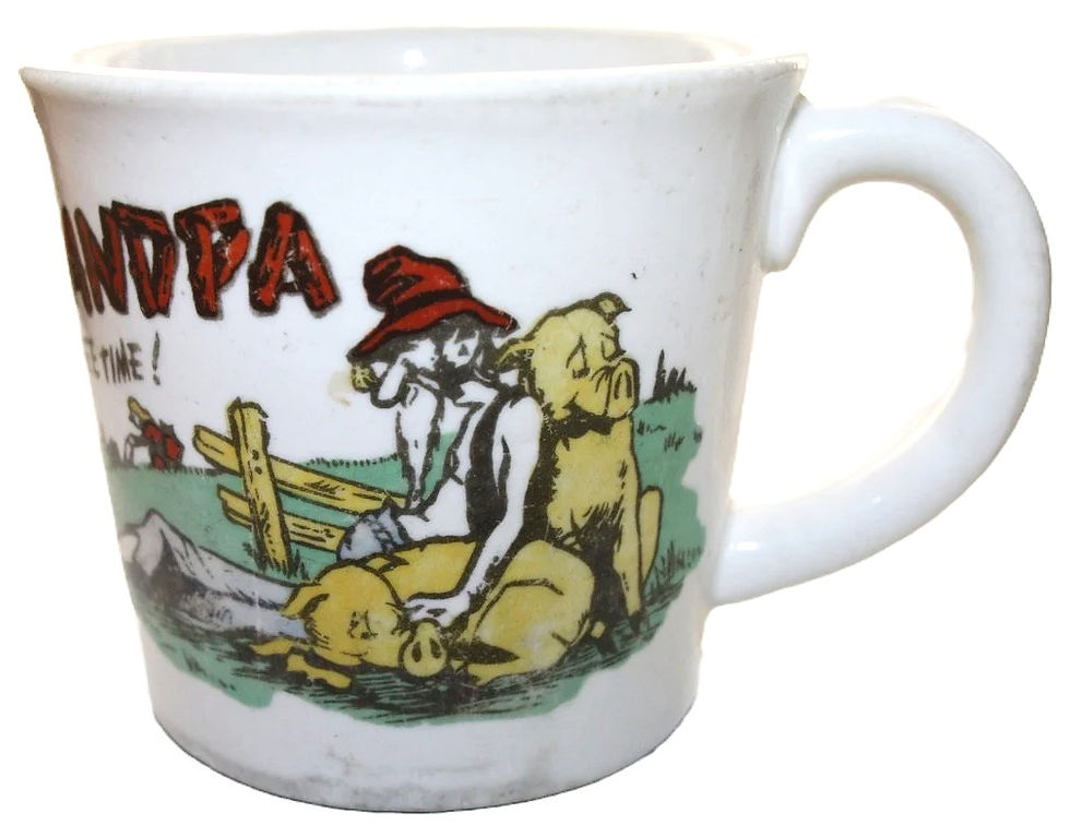 Preloved Ceramic Grandpa It's Coffee Time Cup, Japan Ceramics, Japanese Ceramics