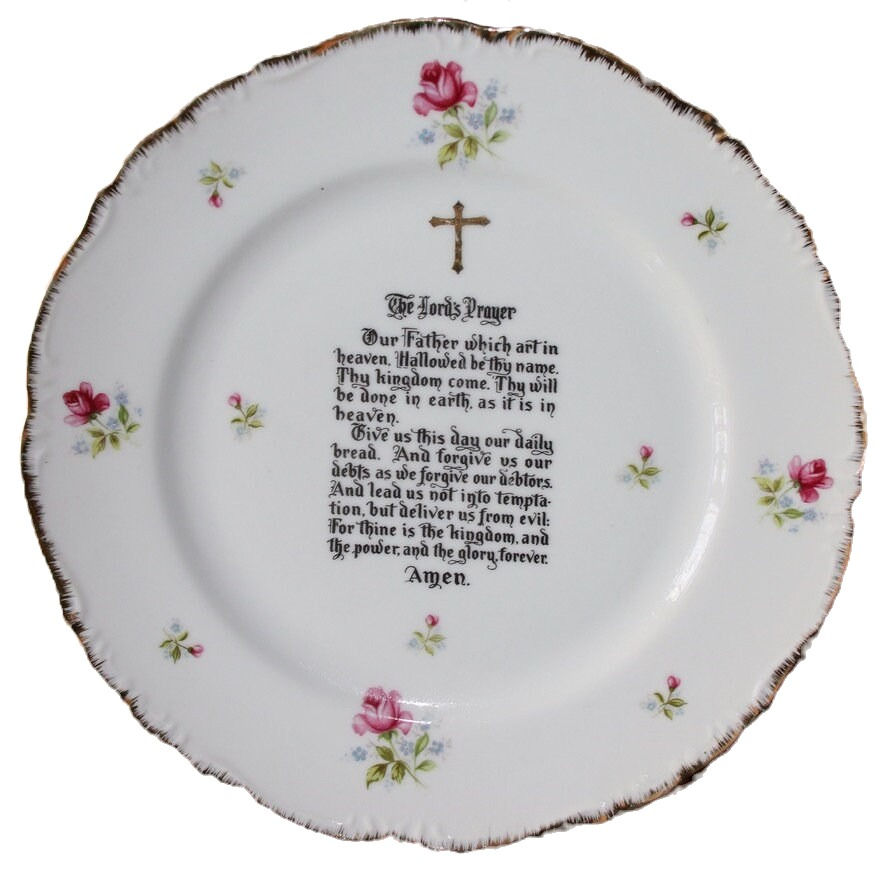 Preloved Lord's Prayer Plate, God, Prayer Wall, Religious Wall Plate