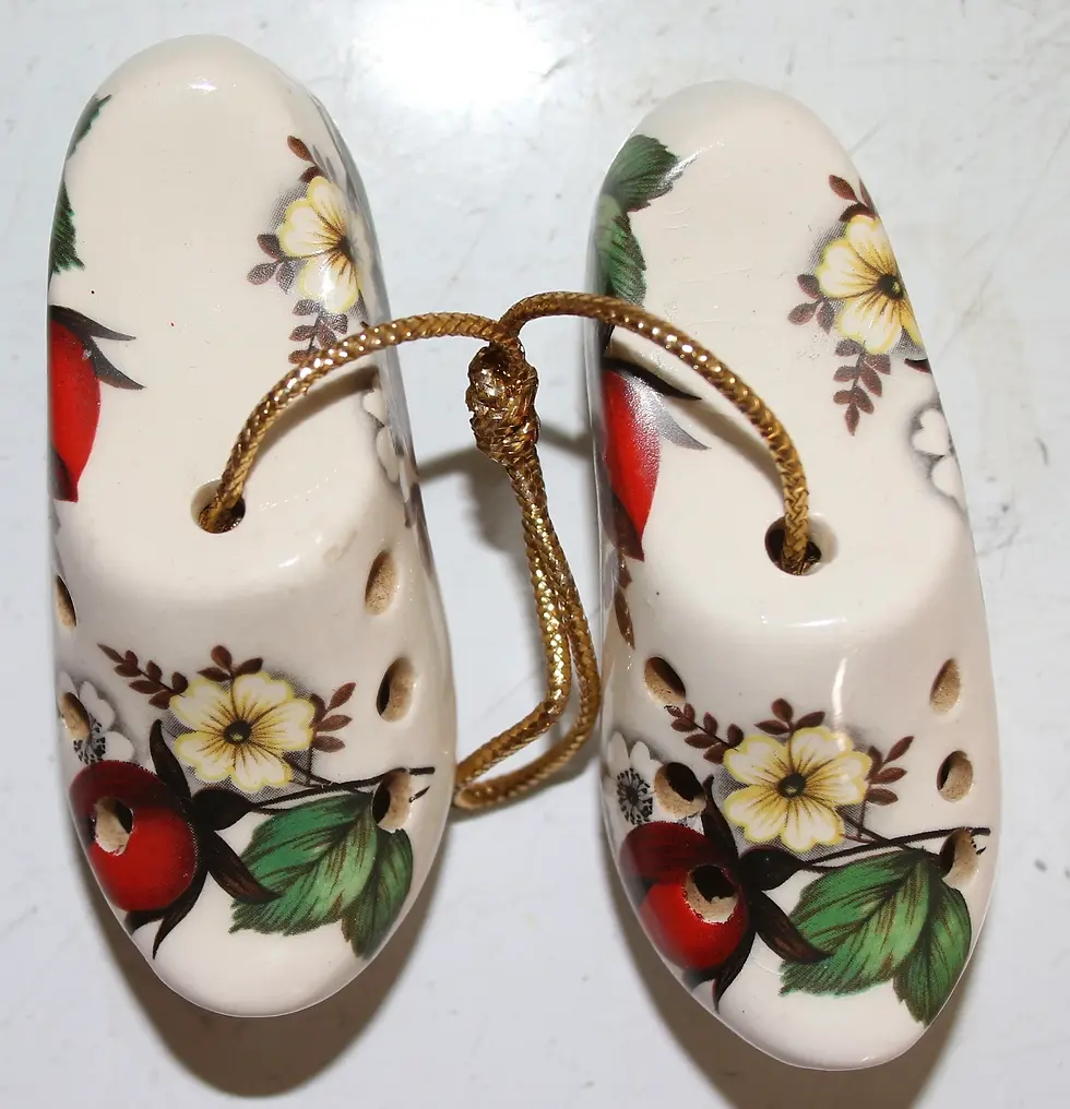 Preloved Floral Shoe Pomander, Floral Clog Pomander, Scented Ceramic Pomander