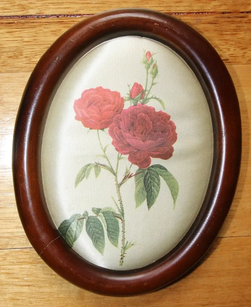 Preloved Oval Silk Floral Picture in frame