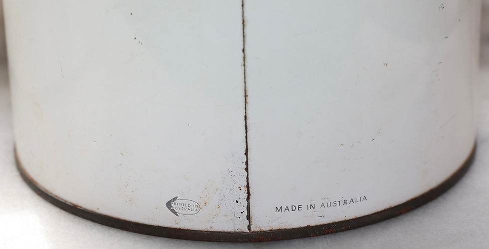 Miniatura: Preloved Retro Willow tin canister, Pied Honey Eaters Tin, made in Australia.