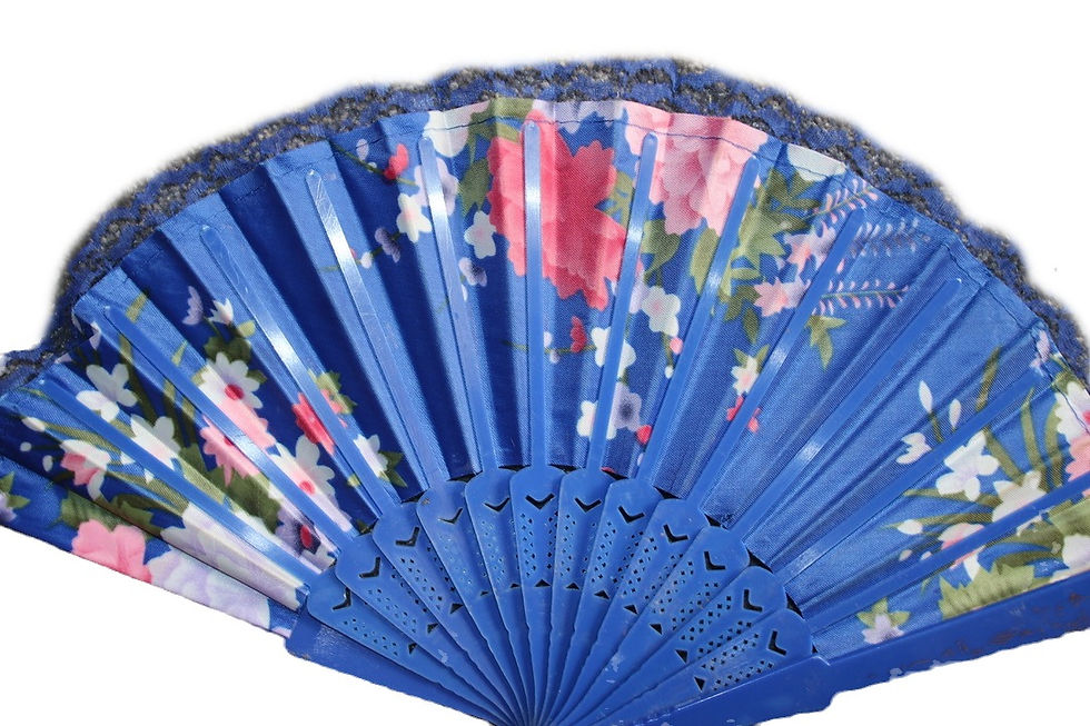 Thumbnail: Preloved Vintage Plastic frame and cloth fan., Peacock Hand Fan