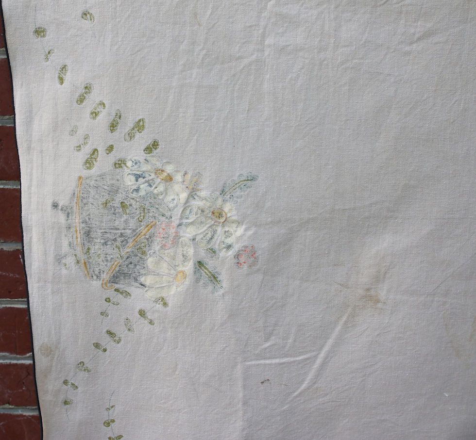 Miniatura: Preloved Rectangular Flower Tablecloth, Floral Tablecloth