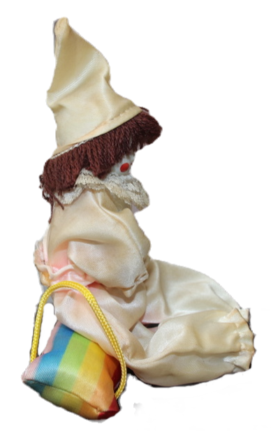 Miniature : Preloved Ceramic and Cloth Clown Doll, Clown Toy