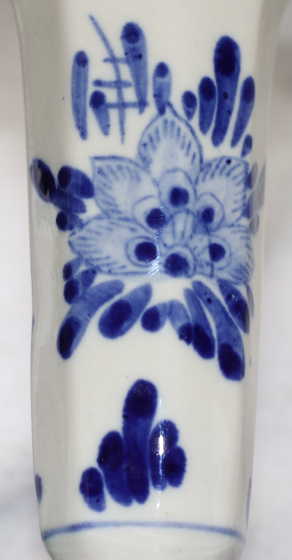 Миниатюра: Preloved hand-painted Delft blue ceramic bud vase featuring a windmill scene
