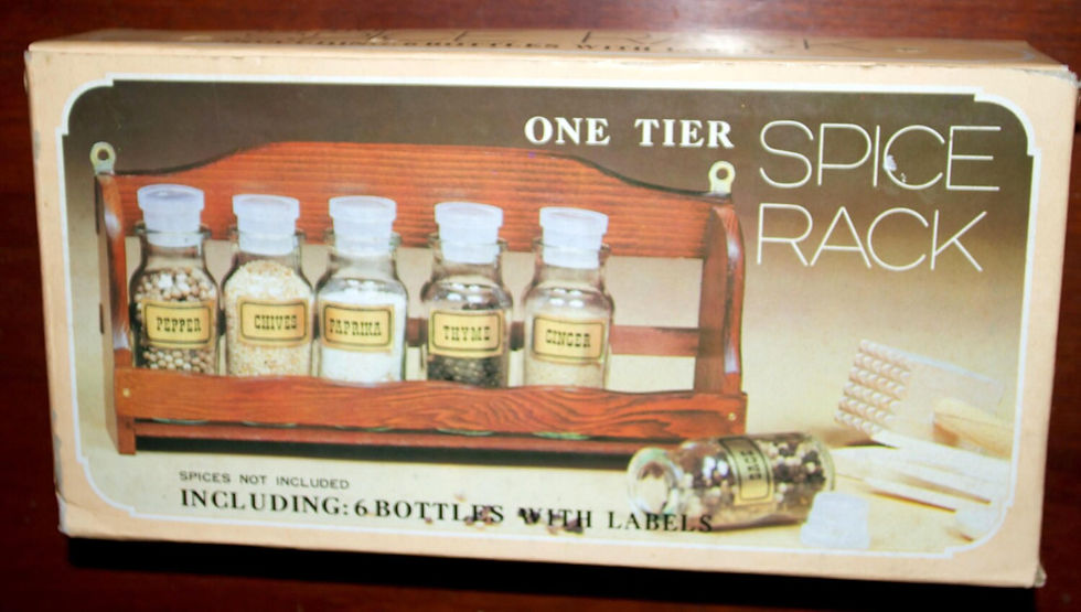 Preloved One Tier Spice Rack and Bottles, in original box , never opened