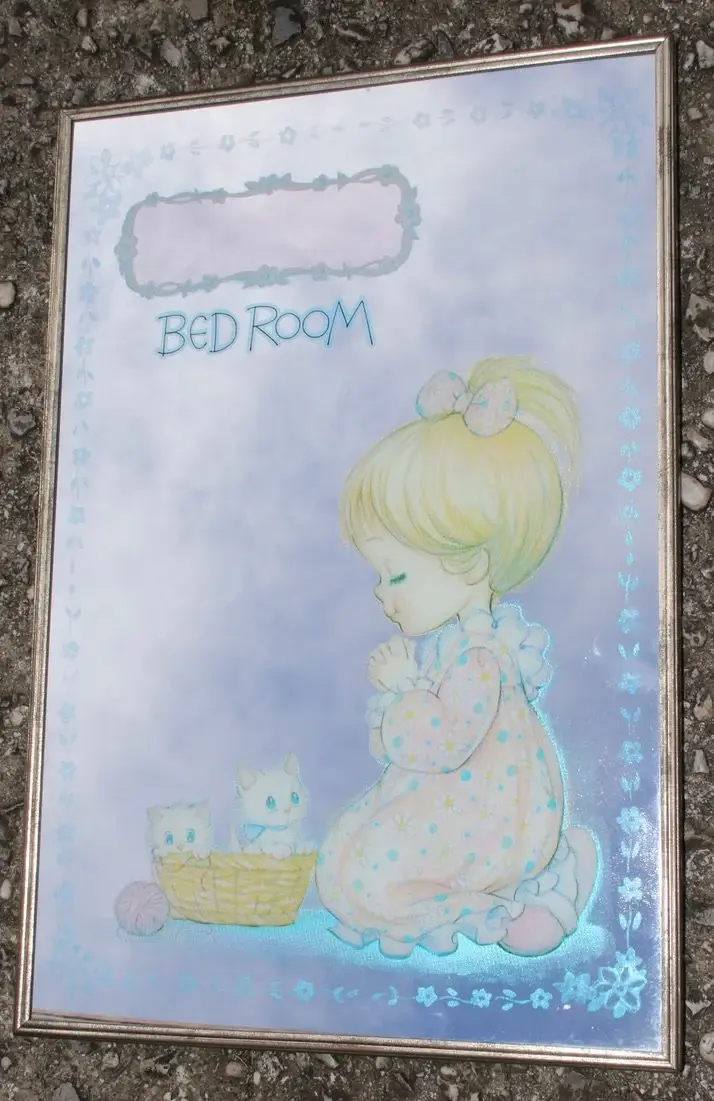 Miniaturbild: Preloved Religious, God, Prayer Wall , Vintage girl in prayer mirror