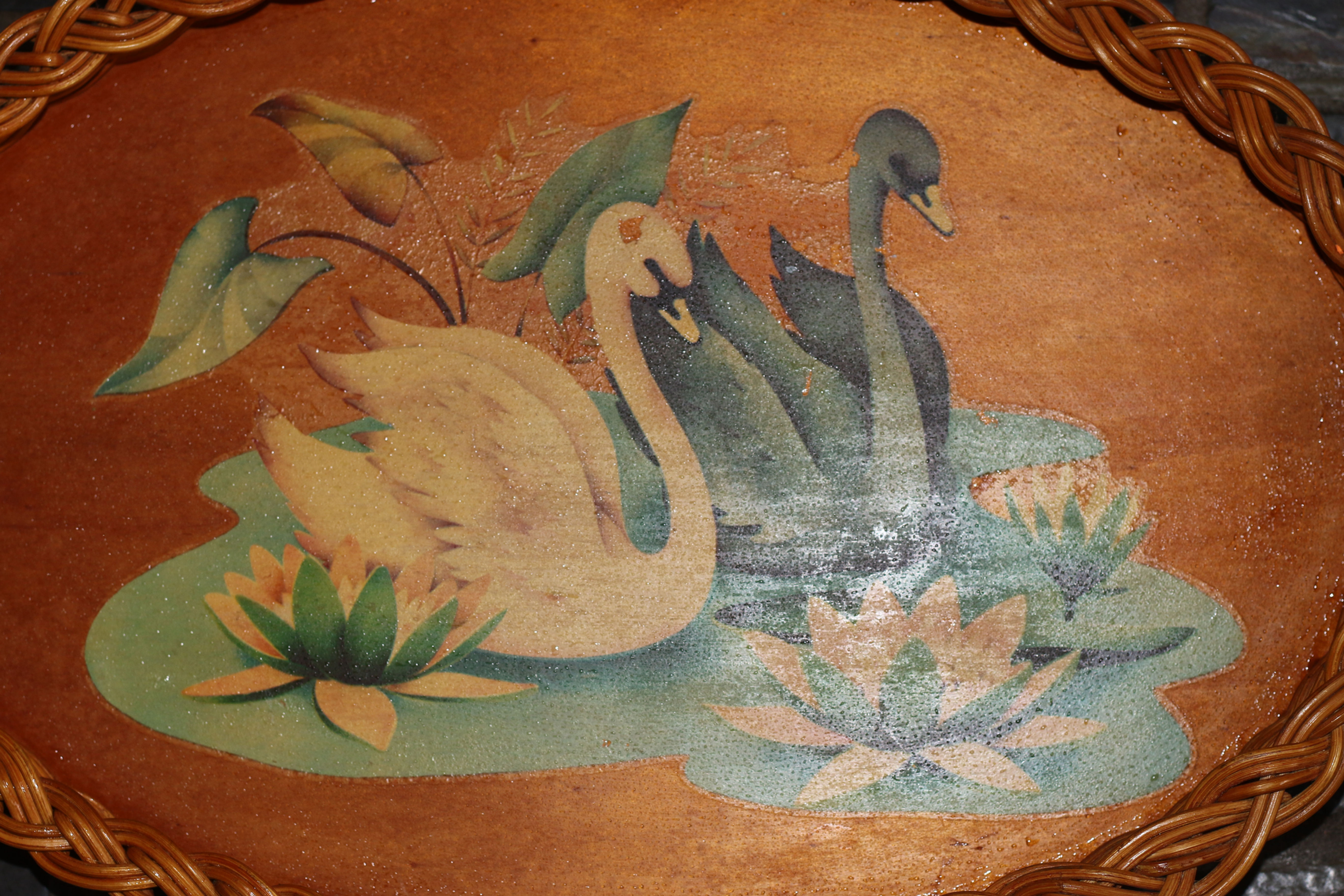 Preloved Vintage Wooden Swan Tray, Vintage Serving Tray