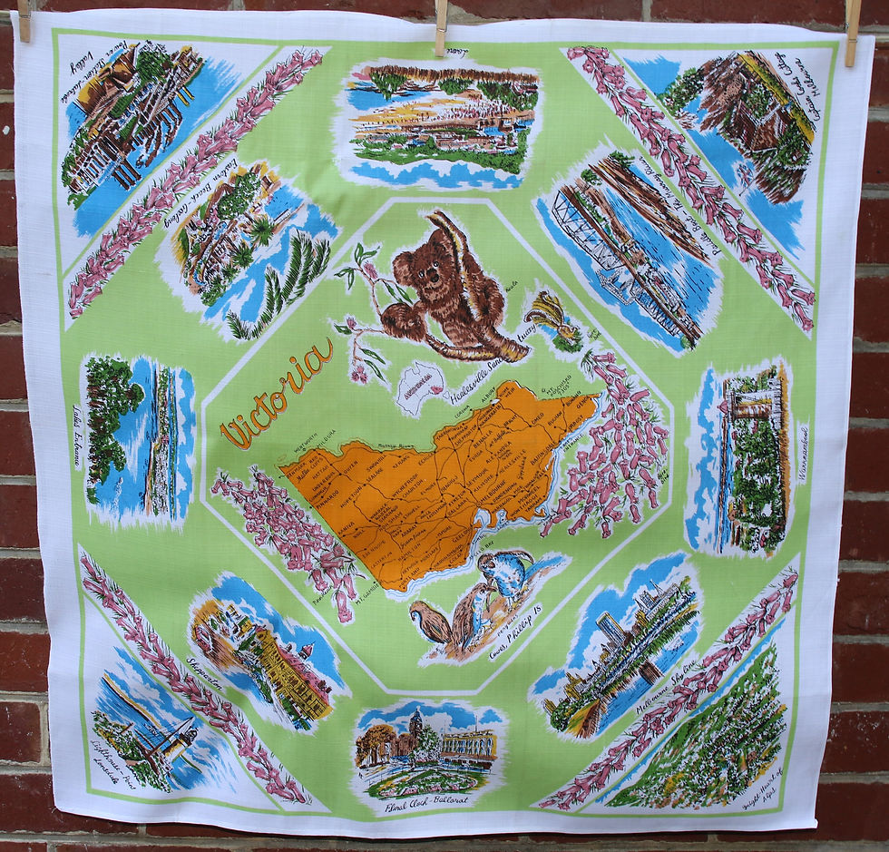 Preloved Victoria souvenir tablecloth, Souvenir Table Covering