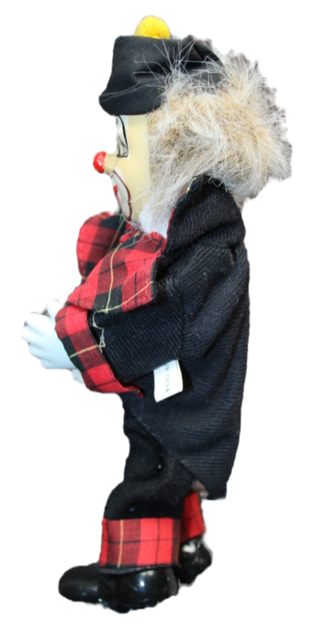 Thumbnail: Preloved Ceramic and Cloth Clown Doll, Clown Toy