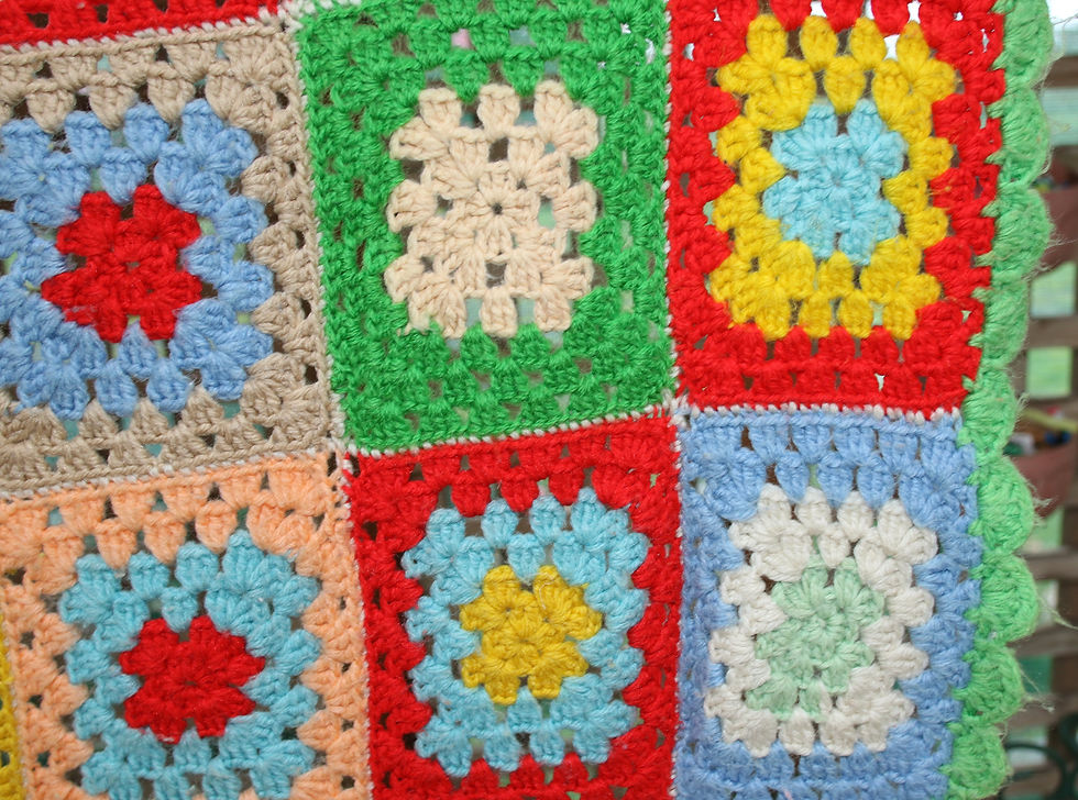 Μικρογραφία: Preloved Handmade Crochet Knee Rug, Granny Blanket