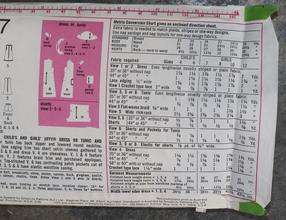 Μικρογραφία: Vintage Simplicity 5597 children's and girls' dresses tunics, and shorts Pattern