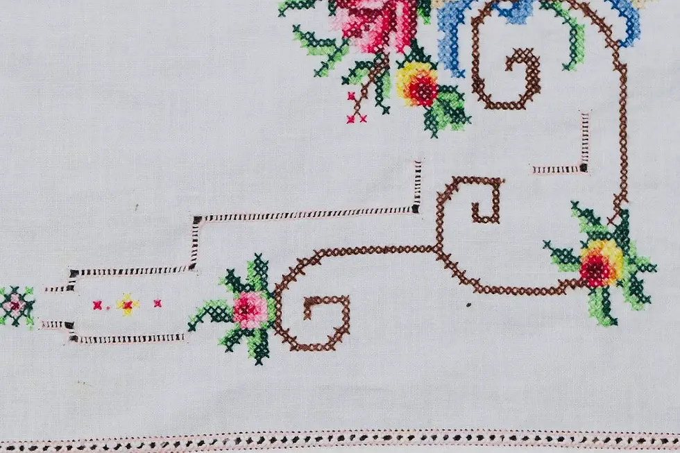Miniaturbild: Preloved Embroidered Table Runner, Floral Table Runner