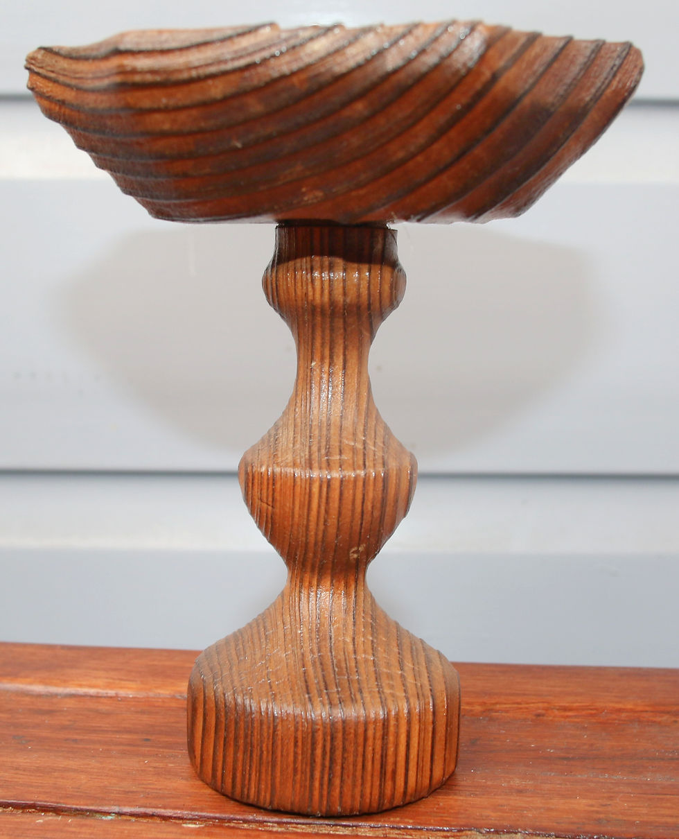 Μικρογραφία: Preloved Carved wooden candle holder, Wooden CandleHolder