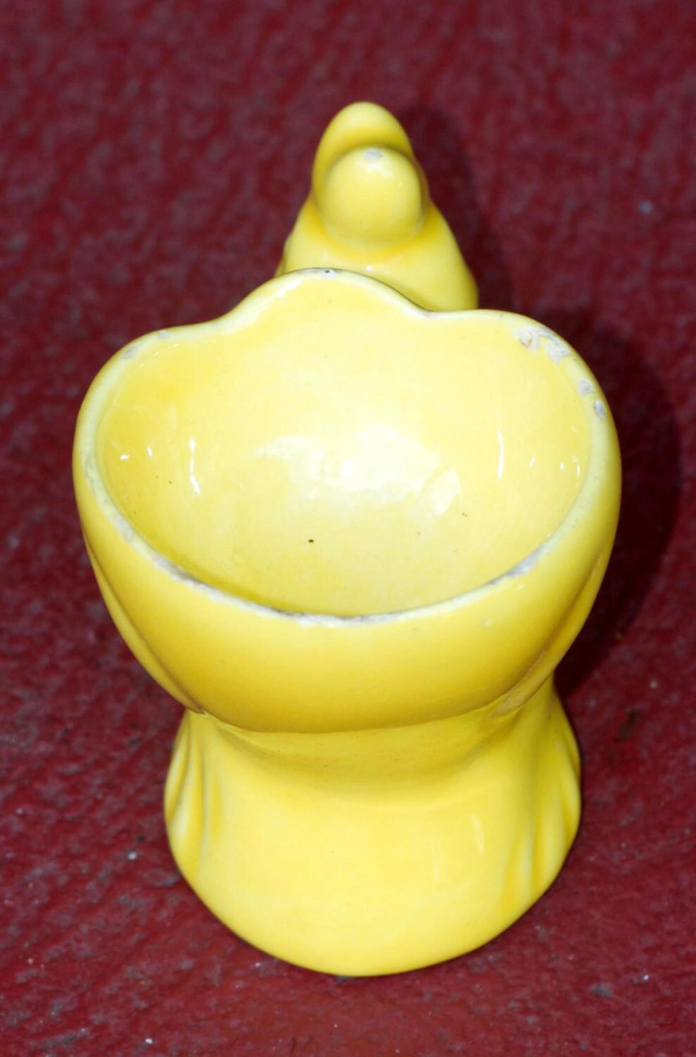 Miniatura: Preloved Yellow Chicken Egg Cup with Spoon Holder, Rooster Egg Cup Holder
