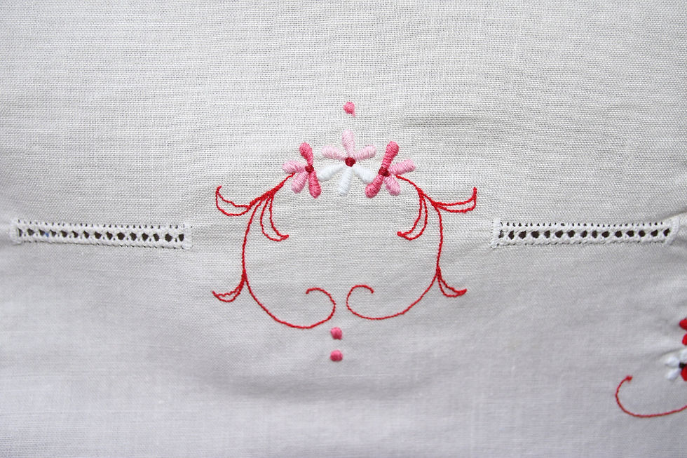 Miniatura: Preloved Embroidery Tablecloth, Embroidered Floral Tablecloth