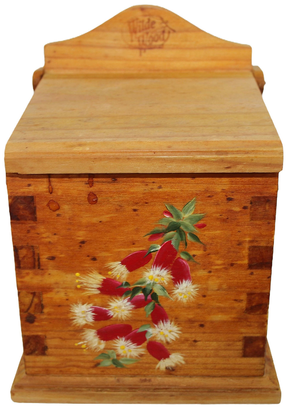 Miniature : Preloved Wilde Wood Wooden box with lid and floral decoration