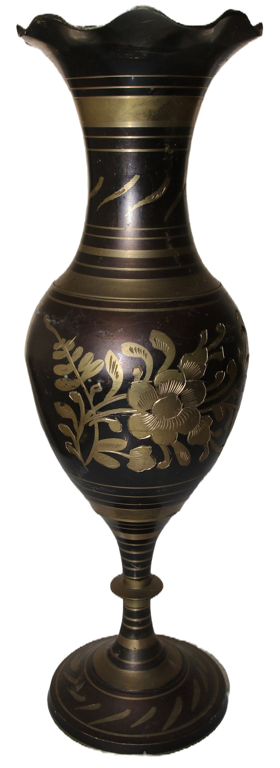 Μικρογραφία: Preloved Floral Metal Vase, Tall Floral Metal Vase