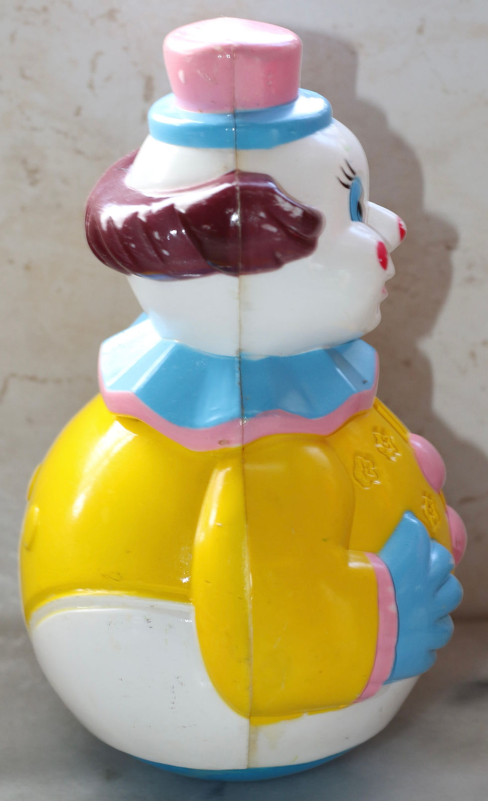 Thumbnail: Preloved Roly Poly clown toy with chime, Wobble Toy, Clown Toy With Chim