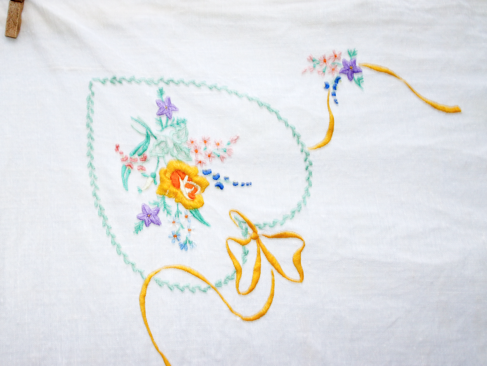 Миниатюра: Preloved Embroidery Tablecloth, Embroidered Floral Tablecloth