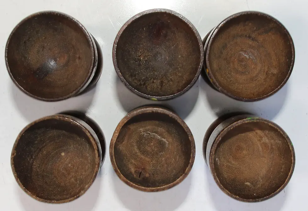 Miniature : Preloved Wooden Egg cups and holder , Egg Cup Holder