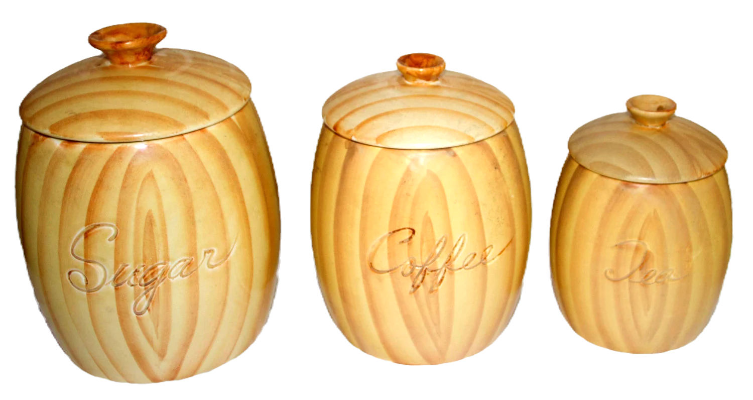 Preloved Ceramic Sugar, Coffee and Tea Kitchen Container Set