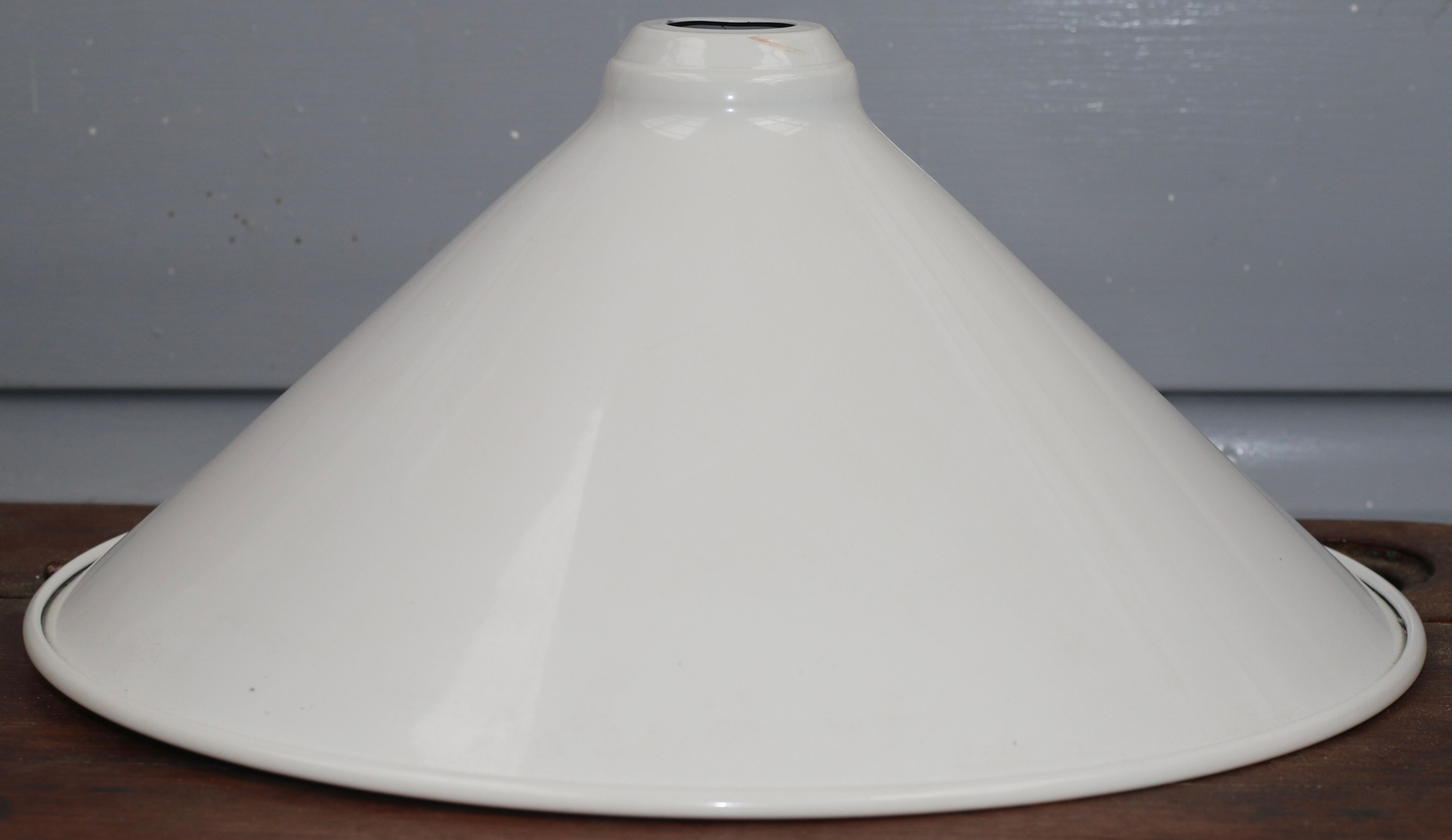 Preloved Vintage lamp shade Industrial metal light shade. Enamelware lightshade