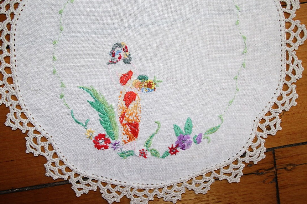 Miniatura: Preloved Embroidered Person Doily , People Doyley , Person Doyley