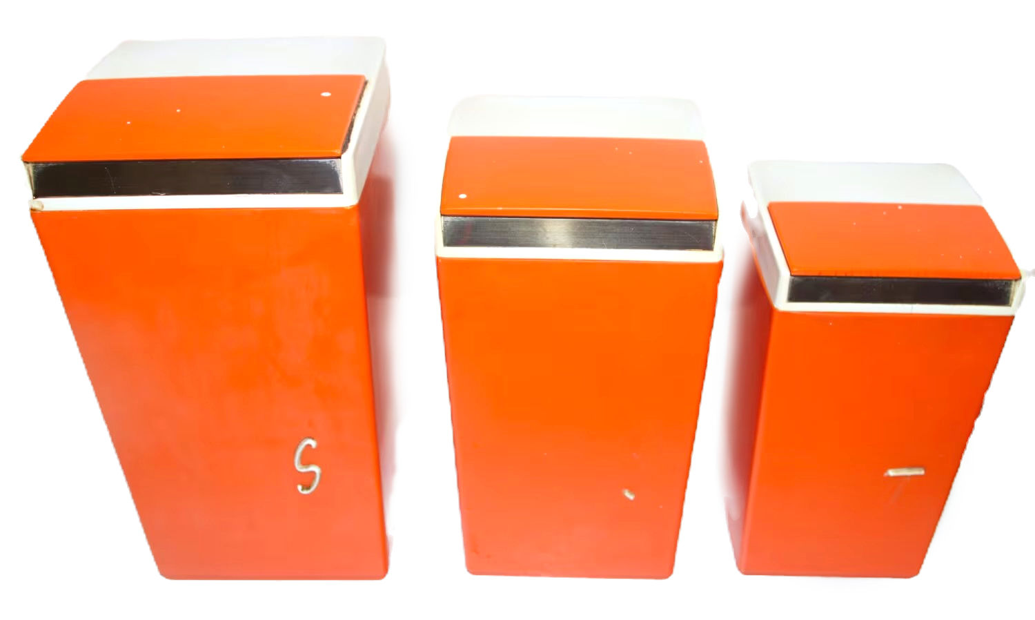 Preloved Set of Three Nally Canisters, Vintage Kitchen Containers Set