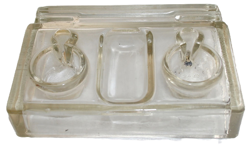Thumbnail: Preloved Vintage glass double ink well
