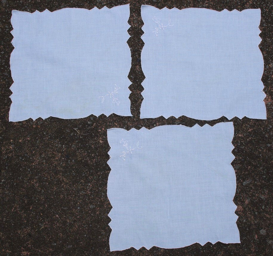 Thumbnail: Preloved Hand embroidered hardanger tablecloth & 3 embroidered napkins