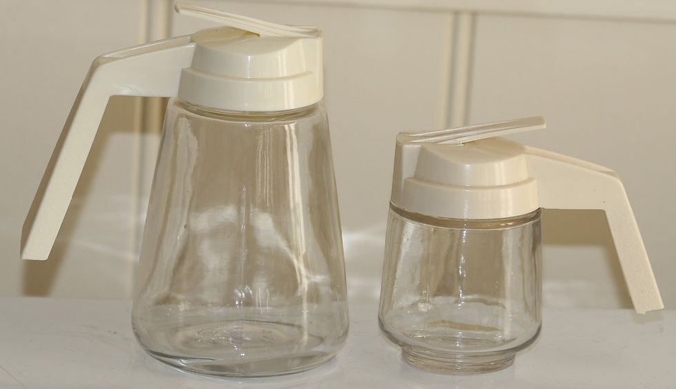 Preloved Gemco Glass Creamers with plastic lids