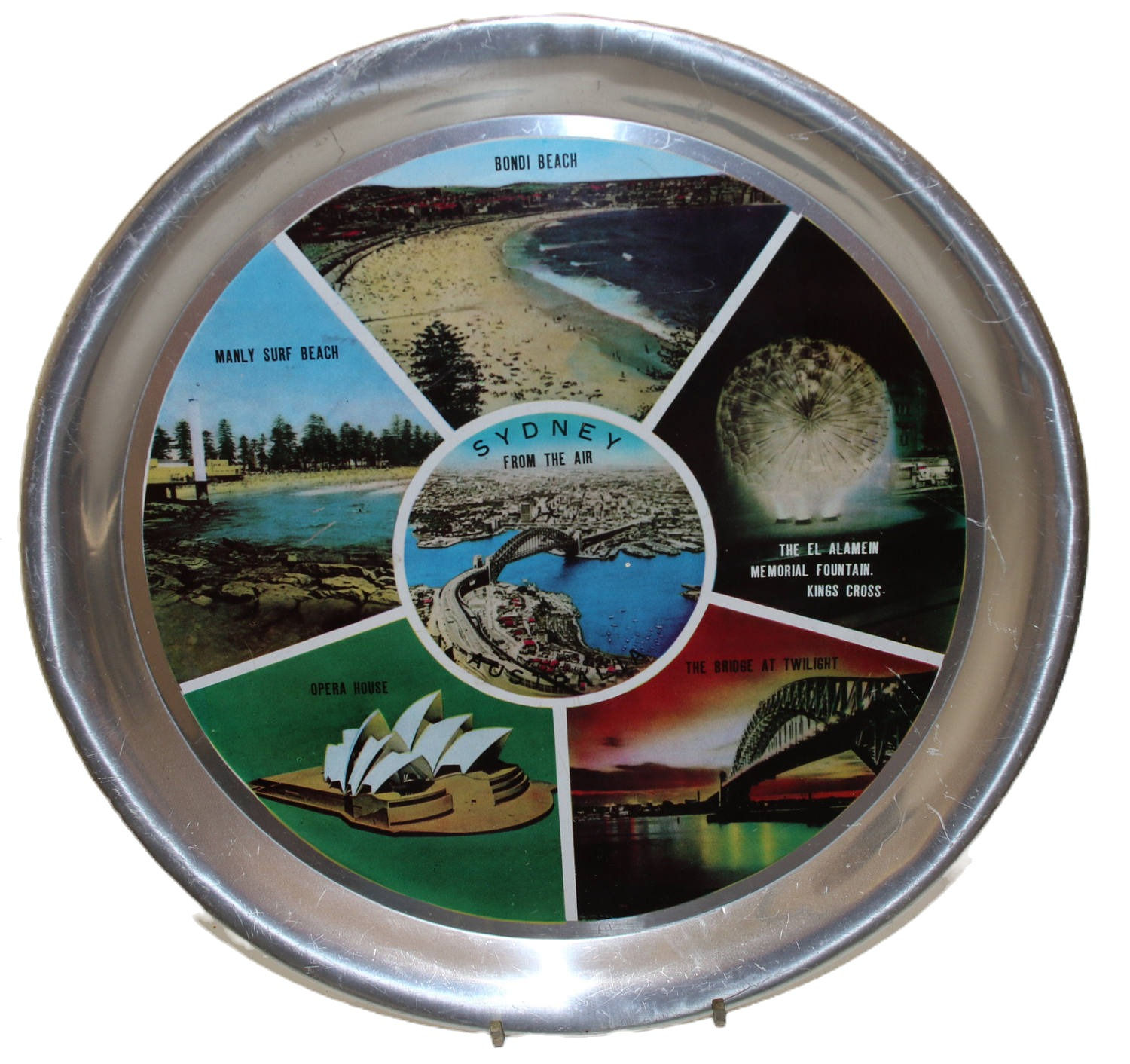Preloved Sydney Souvenir Tray, Metal Drinks Tray