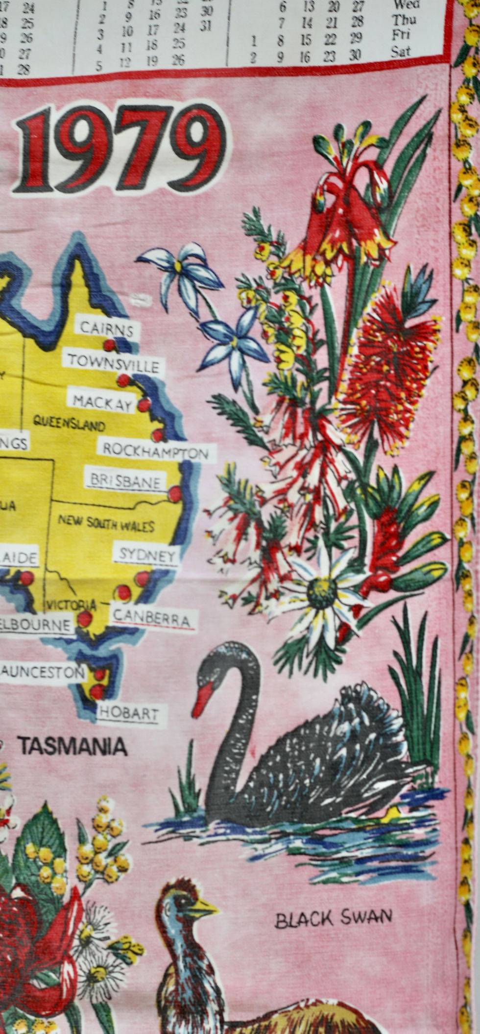 Μικρογραφία: Preloved Vintage 1979 Australia Calendar Tea Towel