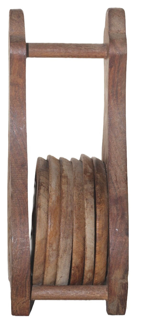 Thumbnail: Preloved Wooden coasters in holder