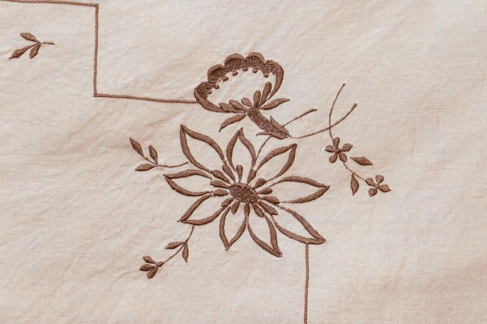 Preloved Embroidery Tablecloth, Embroidered Tablecloth, Floral Tableclot